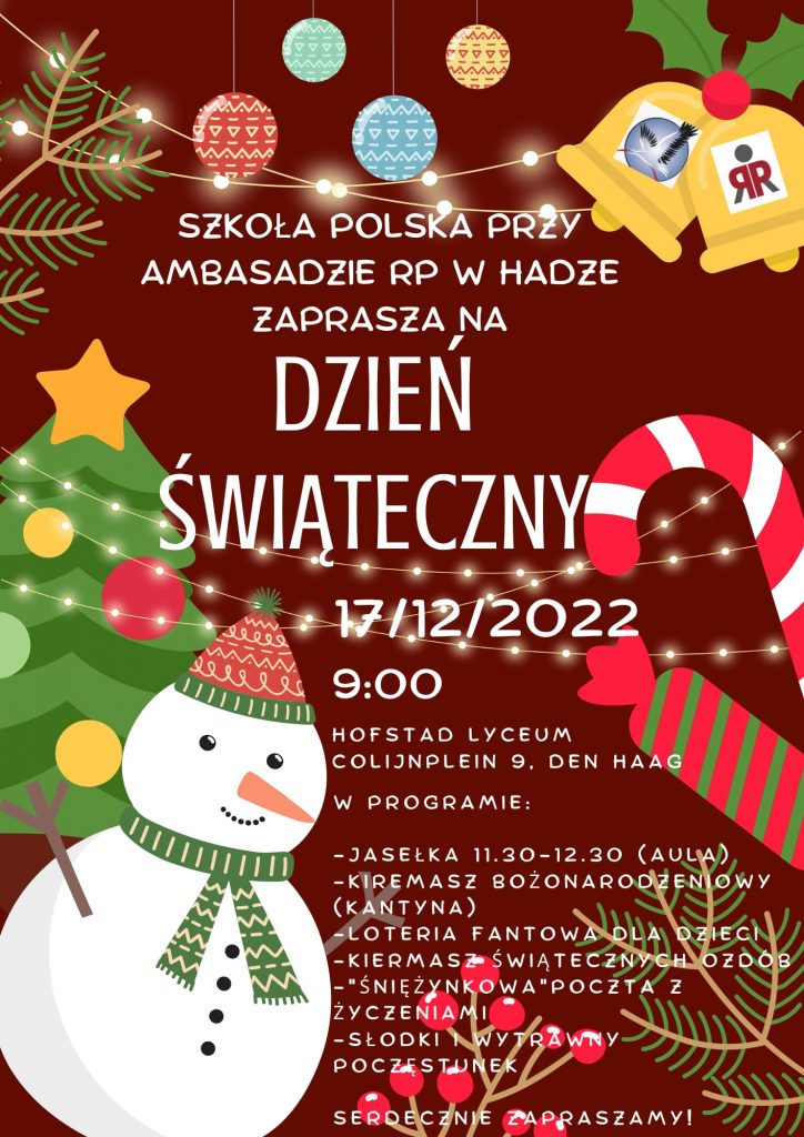 SZKOŁA POLSKA W HADZE ZAPRASZA NA DZIEŃ ŚWIĄTECZNY