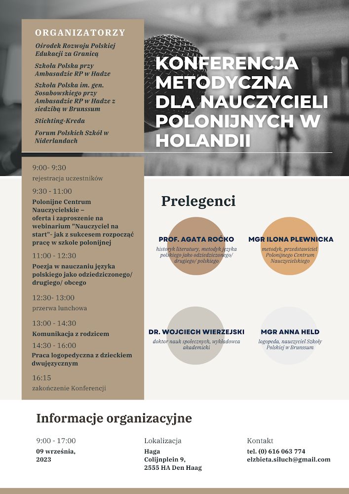 KONFERENCJA MEDOTOCZNA DLA NAUCZYCIELI POLONIJNYCH W HOLANDII